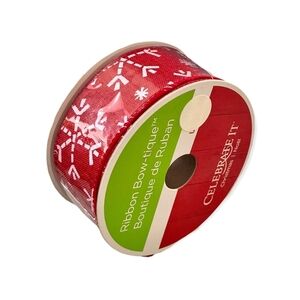 Celebrate It Red White Snowflakes Wired Edge Fabric Ribbon New